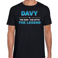 Bellatio Naam cadeau Davy - The man, The myth the legend t-shirt Zwart