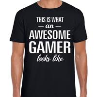 Bellatio Awesome/geweldige Gamer cadeau t-shirt Zwart