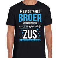 Bellatio Trotse broer / zus cadeau t-shirt Zwart