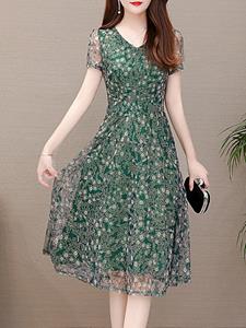 BERRYLOOK Fashion Floral Short Sleeve Dress