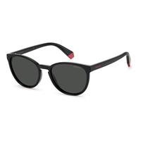 POLAROID PLD 8047/S | Kinder-Sonnenbrille | Panto | Fassung: Kunststoff Schwarz | Glasfarbe: Grau