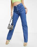 Envii Denim jeans met hoge taille en rechte pijpen, deel van co-ord set-Blauw