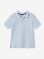 VERTBAUDET Poloshirt met korte mouwen voor jongens met borduurwerk op de borst hemelblauw