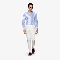 SuitSupply Mittelblau Large Stripe Slim Fit Hemd