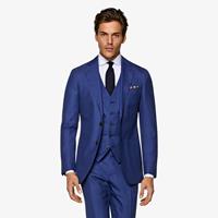 SuitSupply Havana Anzug Mittelblau Mit Hahnentrittmuster