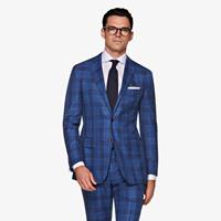 SuitSupply Sienna Anzug Mittelblau Mit Karo