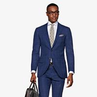 SuitSupply Lazio Anzug Mittelblau Mit Karo