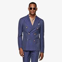 SuitSupply Havana Anzug Mittelblau Gestreift
