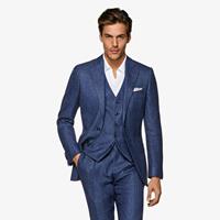 SuitSupply Lazio Anzug Mittelblau Mit Karo