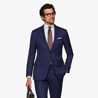 SuitSupply Lazio Anzug Mittelblau Gestreift