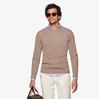 SuitSupply Rundhals-pullover Taupe In Ripp-strick