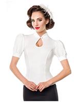 Rockabilly Clothing Jersey Bluse Weiss