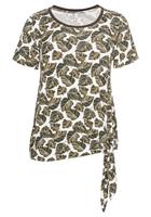 Sheego T-Shirt mit Blätterprint und Knoten am Saum