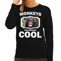 Bellatio Dieren apen sweater Zwart