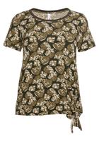 Sheego T-Shirt mit Blätterprint und Knoten am Saum
