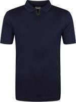 State of Art Mercerized Pique Polo Rits Donkerblauw