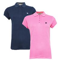 Donnay Donnay Dames - 2-Pack - Polo Shirt Lisa - Donkerblauw & Flamingo Roze