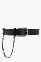 Boohoo Chain Detail Boyfriend Belt, Black