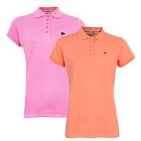 Donnay Donnay Dames - 2-Pack - Polo Shirt Lisa - Flamingo Roze & Zalm Oranje