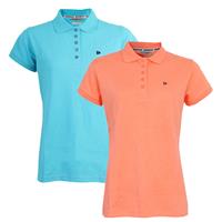 Donnay Donnay Dames - 2-Pack - Polo Shirt Lisa - Oceaan Blauw & Zalm Oranje