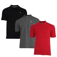 Donnay Donnay Heren - 3-Pack - Polo shirt Noah - Zwart / Donkergrijs / Rood