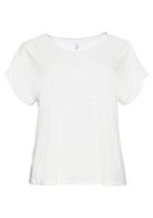 Sheego T-Shirt im Leinenmix, mit Ajourmuster-Passe hinten