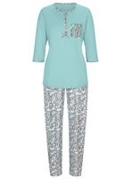 Wäschepur Dames Pyjama mint/grijs bedrukt Größe