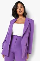 Boohoo Plus Colour Pop Longline Blazer, Purple