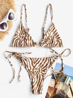 Zaful Zebra Bralette Schnur Bikini Badebekleidung