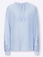 Linea Tesini Damen Sweatshirt mit Spitzeneinsatz eisblau