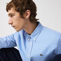 Lacoste Regular Fit Herren-Hemd aus Premium-Baumwolle mit Karos - Weiß / Blau 