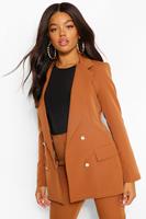 Boohoo Double Breasted Button Front Blazer, Caramel