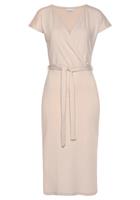Lascana Midi-jurk van ribmateriaal (Met een bindceintuur)