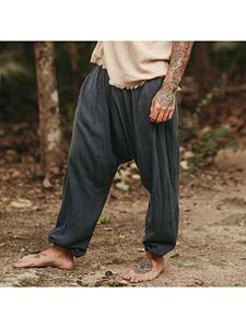 BERRYLOOK Men's Linen Holiday Plain Harem Pants