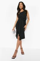 Boohoo Petite Pleat Detail Bandeau Midi Dress, Black