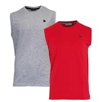 Donnay Donnay Heren - 2-Pack - Mouwloos T-shirt Stan - Lichtgrijs & Rood