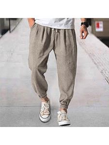 BERRYLOOK Men's Linen Casual Bloomers Harem Belted Pants