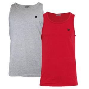 Donnay Donnay Heren - 2-Pack - Singlet James - Lichtgrijs & Rood