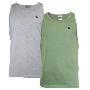 Donnay Donnay Heren - 2-Pack - Singlet James - Lichtgrijs & Legergroen