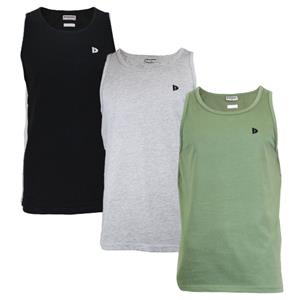 Donnay Donnay Heren - 3-Pack - Singlet James - Zwart/Lichtgrijs/Legergroen