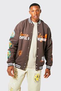 Boohoo Ofcl Homme Oversized Jersey Bomber, Chocolate