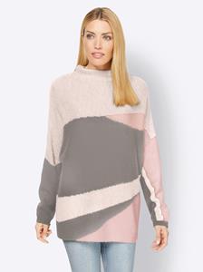 Pullover in ecru/hortensia gedessineerd van Rick Cardona