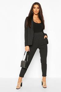 Boohoo Pinstripe Tailored Blazer And Trouser Co-Ord Suit, Black