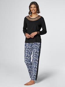 Pyjama in zwart/koningsblauw gedessineerd van wäschepur