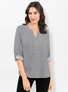 Comfortabele blouse in wit/zwart gestreept van heine