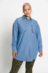 Studio Untold Grote Maten longline jeansoverhemd, Dames, blauw, 