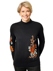 Pullover mit floraler Stickerei MONA Schwarz/Rot