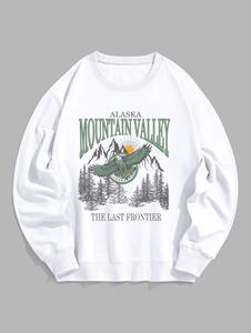 Zaful Crewneck ALASKA MOUNTAIN VALLEY Eagle Graphic Sweatshirt