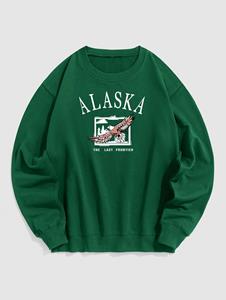 Zaful ALASKA Eagle Graphic Pattern Blokecore Sweatshirt
