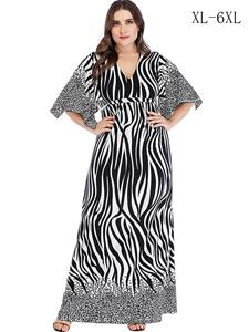 SaraMart Damen Gestreiftes Printed Casual Oveized Kleid 2021 Sommer Damen V-Ausschnitt Fledermausärmel Spitze Langes Kleid Zebra Print Leopard Print Kleid